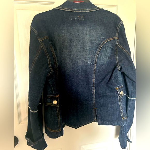 Yuka Jeans Dark Denim Jean Jacket with Silver Embellishment - Picture 2 of 14